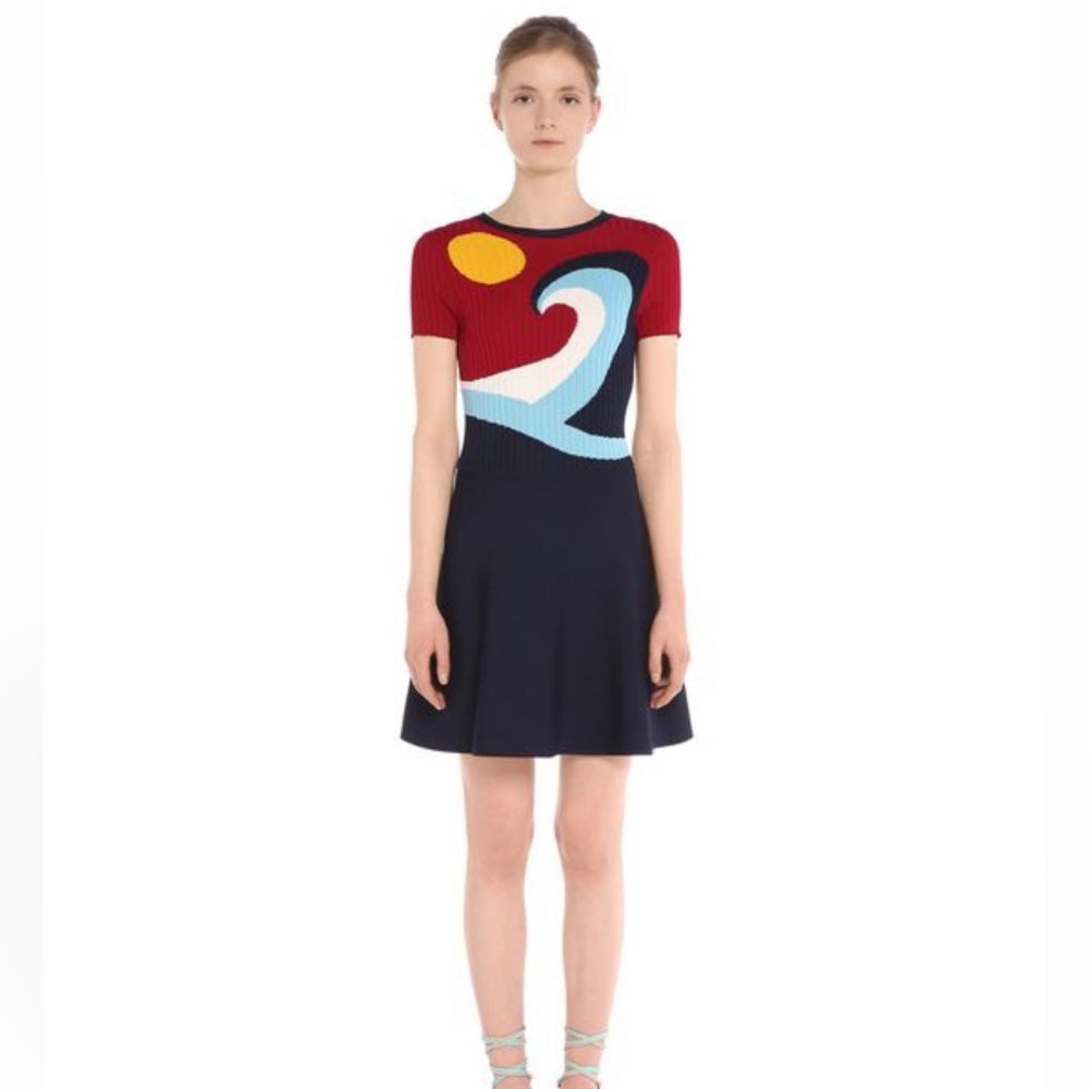 Red Valentino Sun and Waves Intarsia Knit Dress